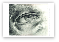post card, artistic post card, stylish greeting car, birthday card, valentine card, christmas card, fine art post card, gift idea, unique post card, artist original post card, gift card, cool gift card,  mono tone, drawings, drawings card, mono tone drawing, pencil, drawing of eye, figurative drawing, challenging eye, provocative eye, strong will, eye post card