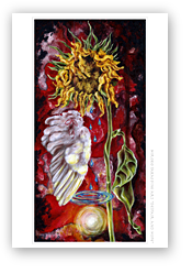 post card, artistic post card, stylish greeting car, birthday card, valentine card, christmas card, fine art post card, gift idea, unique post card, artist original post card, gift card, cool gift card, artist original, giclee, canvas stretched art print, framed art print, fine art post card, despair and hope, sun flower surrealism oil painting, broken wing painting, tears, water ripple, sorrow, rusty paint, art of emotion, fugurative oil painting, world top surrealism painting  