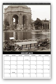 cool photography calendar, cool calendar, black and white calendar, black and white photography calendar, sepia photography, best selling calendar, artistic calendar, San Francisco calendar, Palace of fine arts