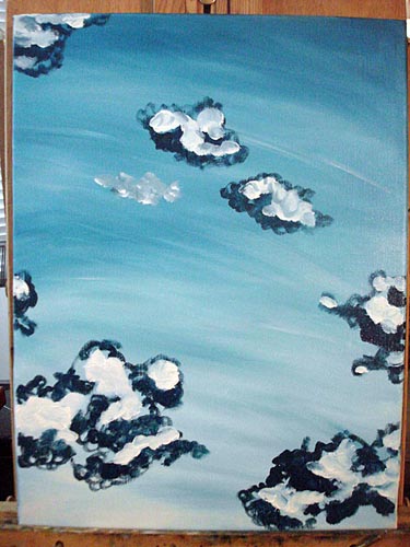 Oil painting, painting process, original oil painting, artist studio, sky painting, how to paint blue sky