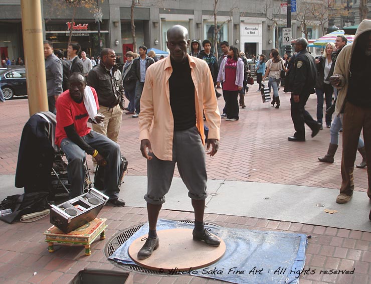 san francisco down town, tap dancer, black tap dancer, african american men, city, california