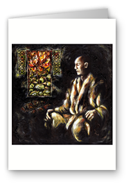greeting card, artistic greeting card, stylish greeting car, birthday card, valentine card, christmas card, fine art greeting card, gift idea, unique greeting card, artist original greeting card, gift card, cool gift card,  Japanese art greeting card, asian taste greeting card, Japanese taste green card, Japanesque, Japanese art gift card,Buddhism monk, meditating, zen, temple, peaceful, peace, zen 